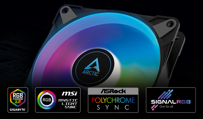 Cooler FAN ARCTIC P14 PWM PST A-RGB 140mm Preto, ACFAN00239A — A-RGB endereçável, com controle total de cor
