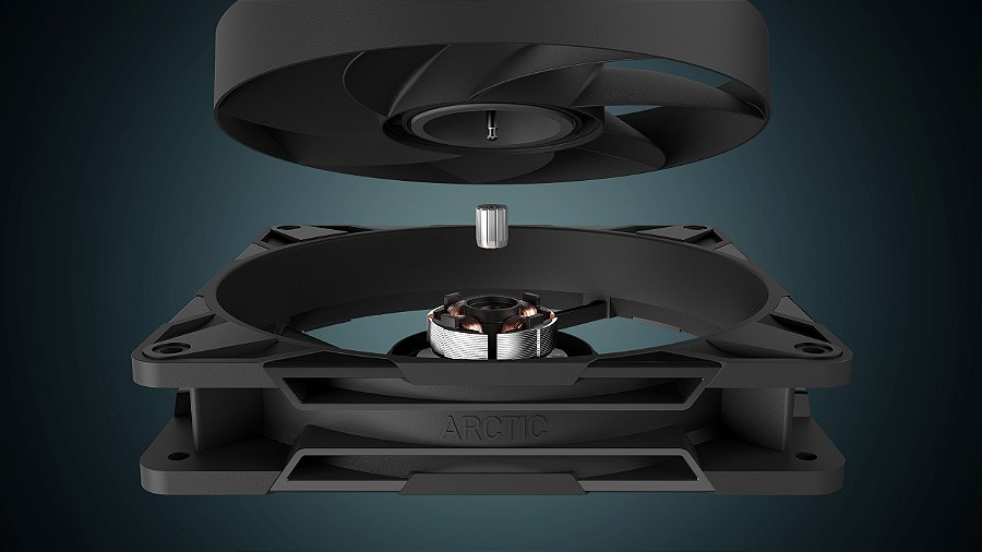 Cooler FAN ARCTIC P14 Pro PWM 140mm Preto, ACFAN00313A — Projeto otimizado de eixo e rolamento (FDB)