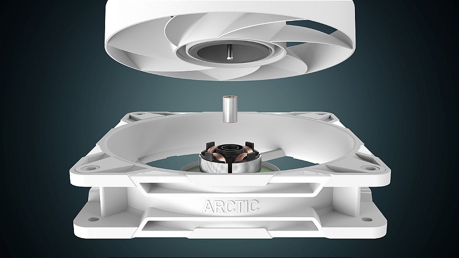 Cooler FAN ARCTIC P12 Pro PST PWM 120mm Branco, ACFAN00308A — Projeto otimizado de eixo e rolamento (FDB)