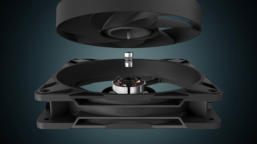 Cooler FAN ARCTIC P14 Pro PST CO PWM 140mm Preto, ACFAN00316A — Rolamento de esferas duplo com eixo estendido