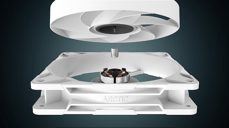 Cooler FAN ARCTIC P14 Pro PST PWM 140mm Branco, ACFAN00317A — Projeto otimizado de eixo e rolamento (FDB)