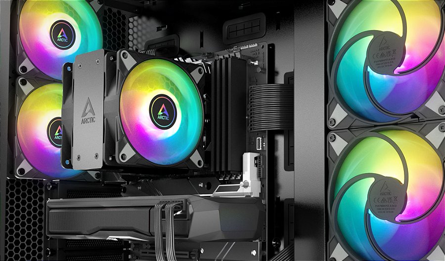 Cooler para Processador ARCTIC Freezer 36 A-RGB (Black), 120mm, Intel/AMD, ACFRE00124A — Acabamento em alumínio na parte de cima