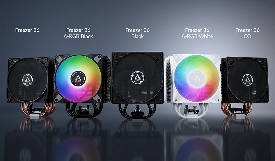Cooler para Processador ARCTIC Freezer 36 A-RGB (White), 120mm, Intel/AMD, ACFRE00125A — Cinco versões, todas em push-pull