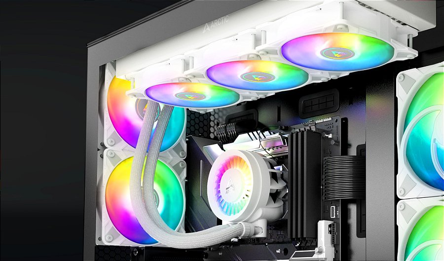 Water Cooler ARCTIC Liquid Freezer III 360mm ARGB Branco Intel/AMD – ACFRE00152A — Pronto para usar, instalação direta