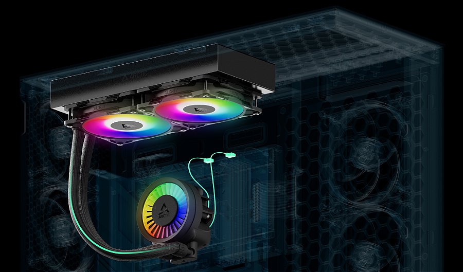 Water Cooler Arctic Liquid Freezer III Pro 240mm, ARGB Preto Intel/AMD - ACFRE00182A — Cabos integrados à malha