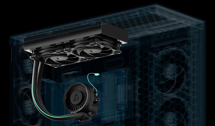 Water Cooler Arctic Liquid Freezer III Pro 240mm, Preto Intel/AMD - ACFRE00178A — Cabos integrados à malha