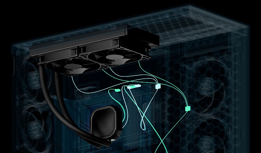 Water Cooler Arctic Liquid Freezer III Pro 240mm, Preto Intel/AMD - ACFRE00178A — Cabos integrados à malha (2)