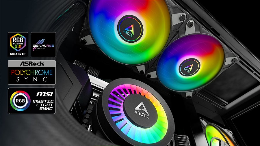 Water Cooler ARCTIC Liquid Freezer III 240mm ARGB Preto Intel/AMD – ACFRE00142A — LEDs endereçáveis, compatíveis com o que você já tem