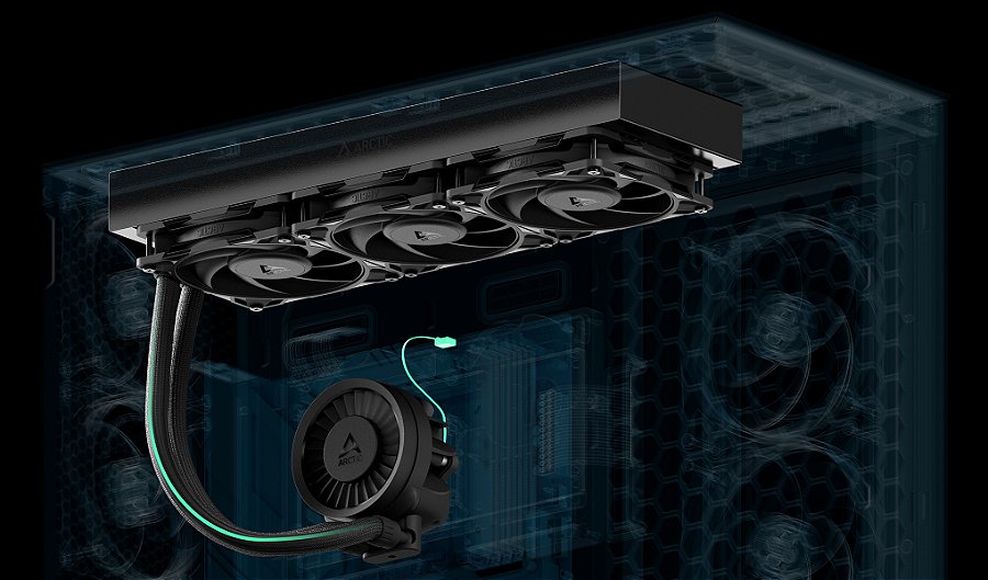 Water Cooler Arctic Liquid Freezer III Pro 360mm, Preto Intel/AMD - ACFRE00180A — Cabos integrados à malha