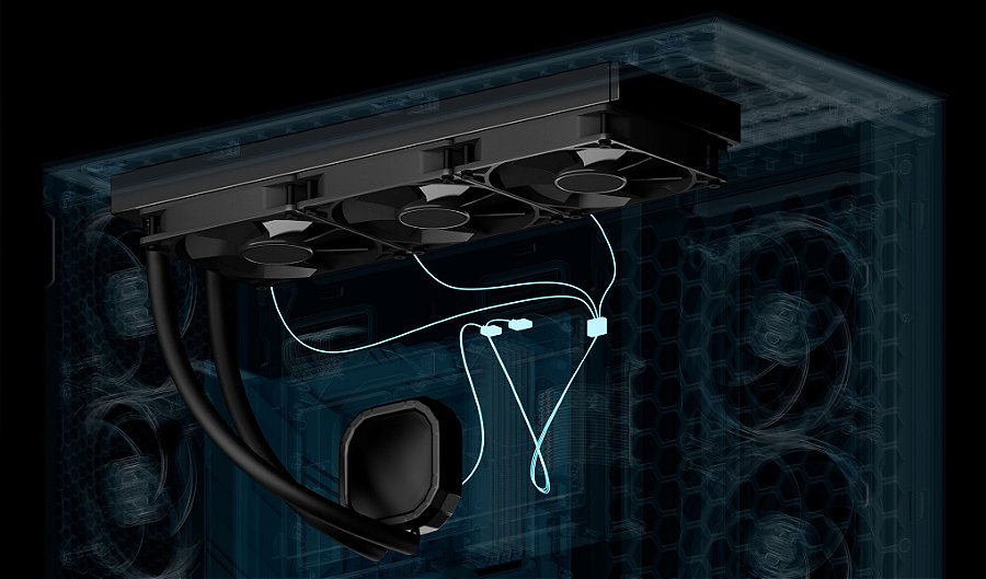 Water Cooler Arctic Liquid Freezer III Pro 360mm, Preto Intel/AMD - ACFRE00180A — Cabos integrados à malha (2)