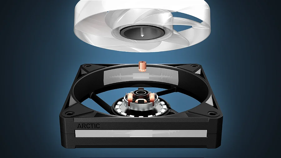Kit 3x Cooler FAN ARCTIC BioniX P12 A-RGB 120mm Preto, ACFAN00337A — Rolamento hidrodinâmico de eixo longo