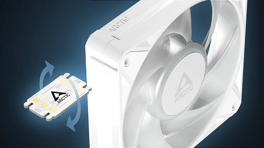 Cooler FAN ARCTIC BioniX P14 A-RGB 140mm Branco, ACFAN00340A — Módulo reversível: não tem lado errado