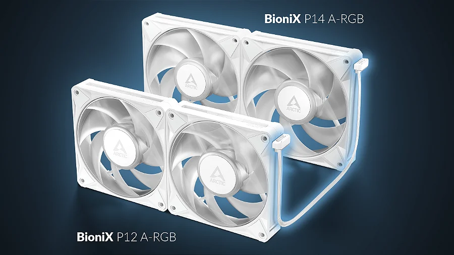 Cooler FAN ARCTIC BioniX P14 A-RGB 140mm Branco, ACFAN00340A — Cabo de ponte entre conjuntos separados (só no Kit 3)