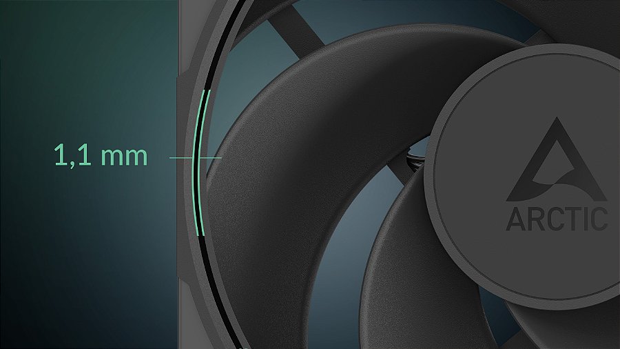 Cooler FAN ARCTIC P12 Pro Reverse 120mm Preto, ACFAN00331A — Folga mínima para eficiência máxima