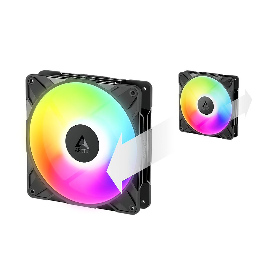 Cooler FAN ARCTIC P14 Pro Reverse A-RGB 140mm Preto, ACFAN00323A — Aerodinâmica otimizada
