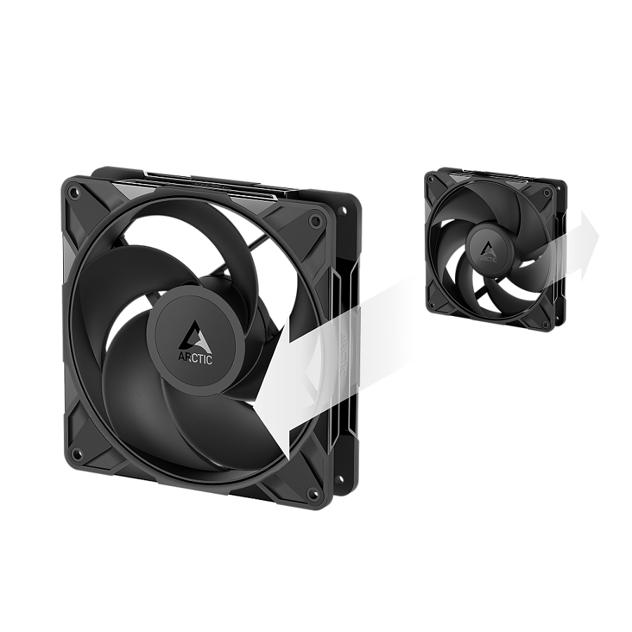 Cooler FAN ARCTIC P14 Pro Reverse 140mm Preto, ACFAN00329A — Aerodinâmica otimizada