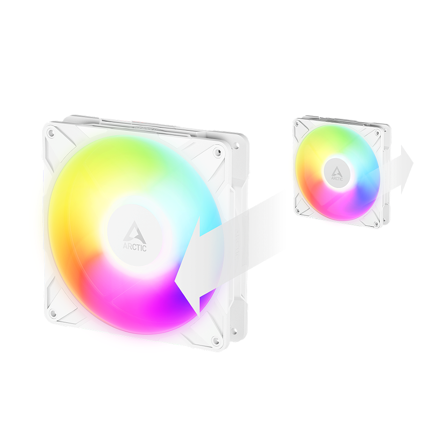 Cooler FAN ARCTIC P14 Pro Reverse A-RGB 140mm Branco, ACFAN00324A — Aerodinâmica otimizada