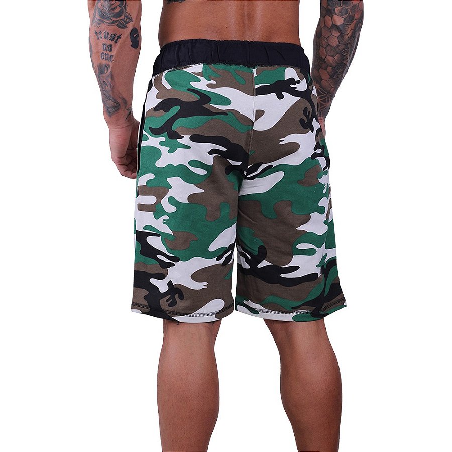 Bermuda Masculina Moletom MXD Conceito Camuflado Verde/Marrom