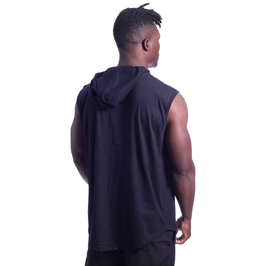 Regata Machão com Capuz Longline MXD Conceito 100% Algodão Preto Básico