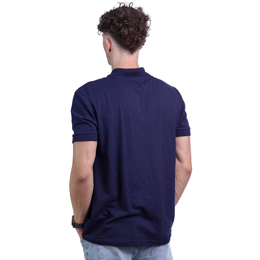 Camisa Polo Piquet Premium Penteado Masculina 50% Algodão 50% Poliéster MXD Conceito Azul Marinho Sólido