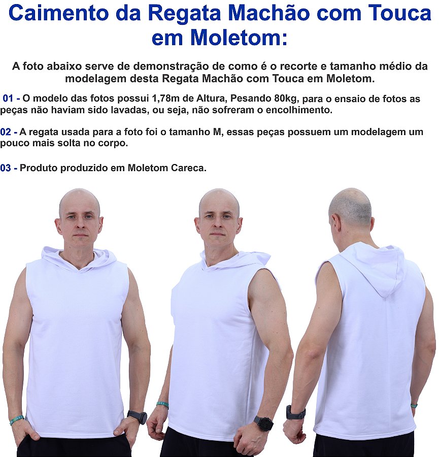 Regata Machão Moletom Careca Com Capuz MXD Conceito Preto