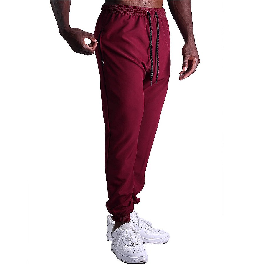Calça De Tactel Com Elastano MXD Conceito Com Bolso Zíper Vermelho