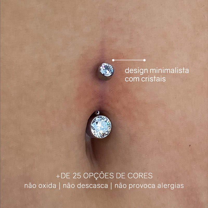 Piercing umbigo com joia em aço cirúrgico com cristal Swarovski