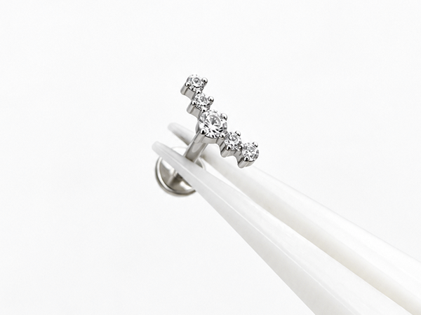 Ficha técnica labret em titânio com zircônias - referência visual