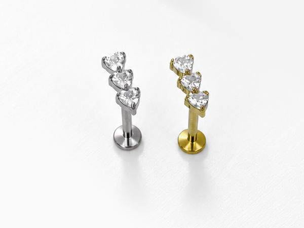 Labret em titânio com zircônias - referência visual