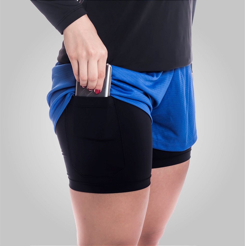 short de corrida feminino 2 em 1