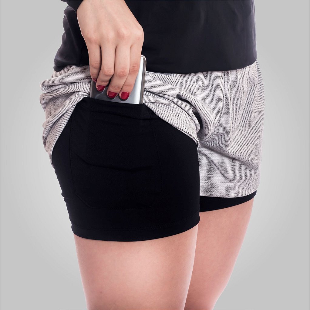 shorts 2 em 1 feminino para corrida