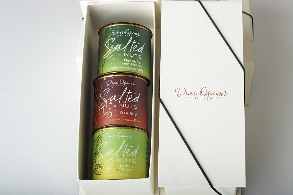 Caixa Premium com Mix de Castanhas de Caju temperadas com 3