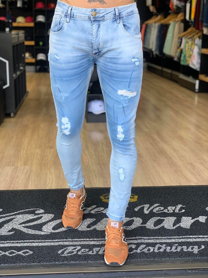 calça jeans claro masculina