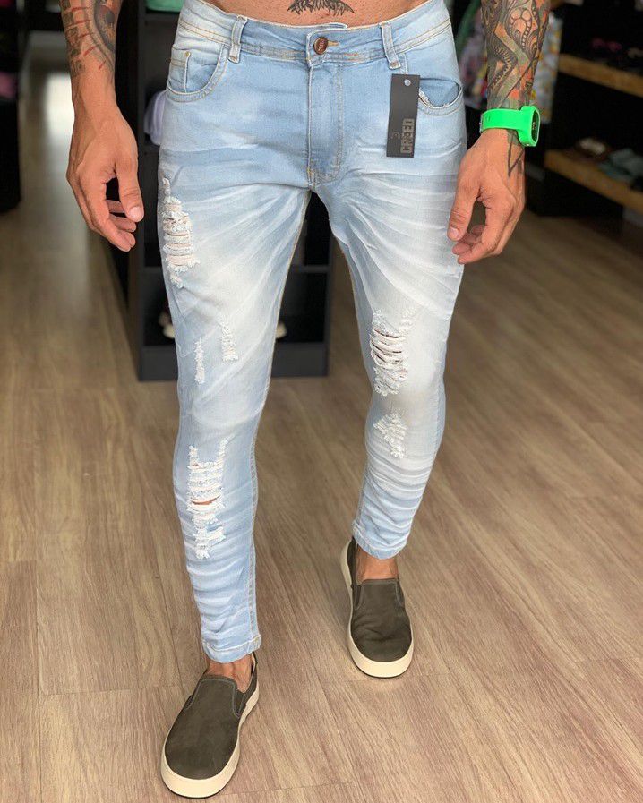 calça jeans com slip on