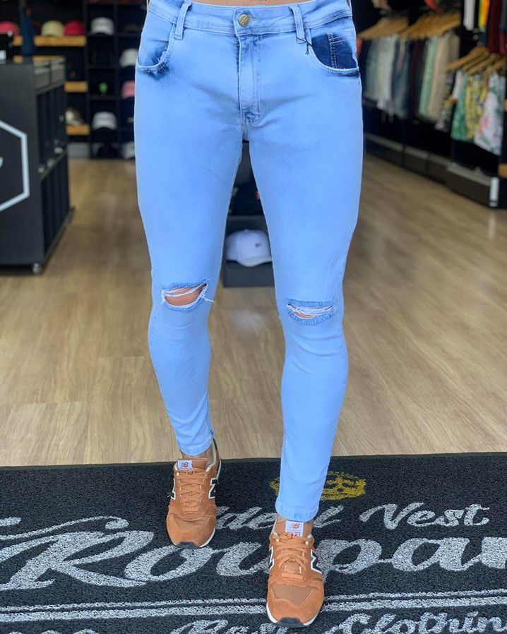 calça jeans azul claro