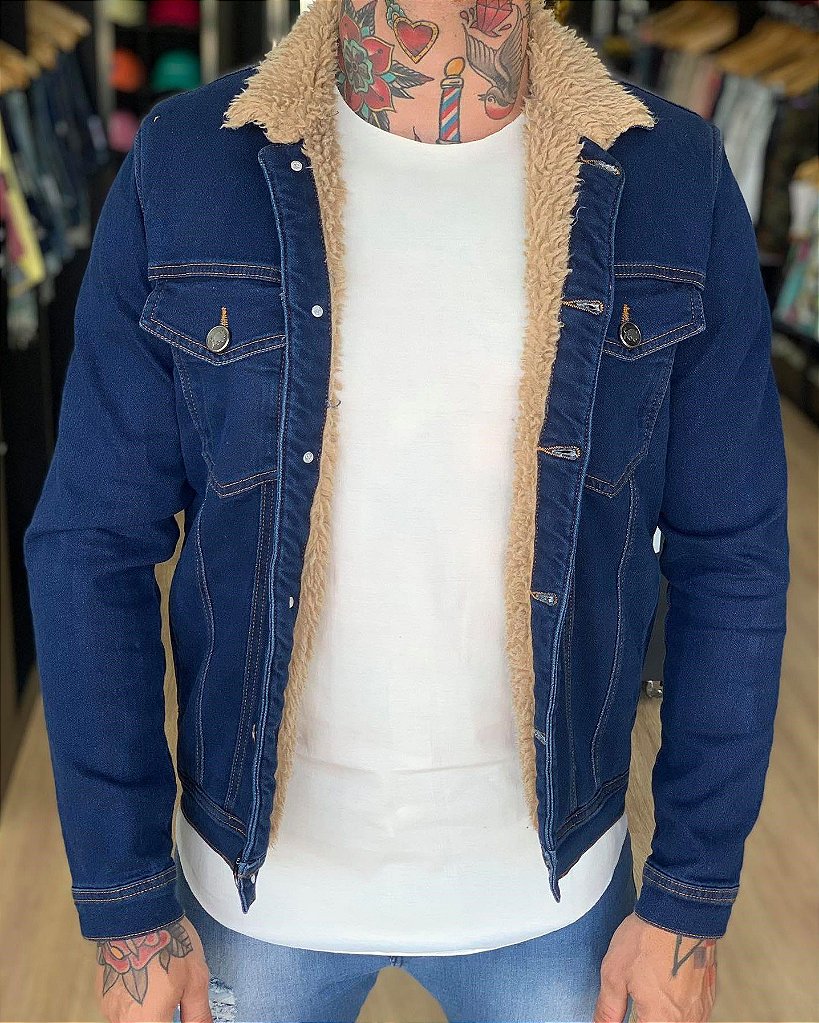jaqueta jeans caramelo masculina