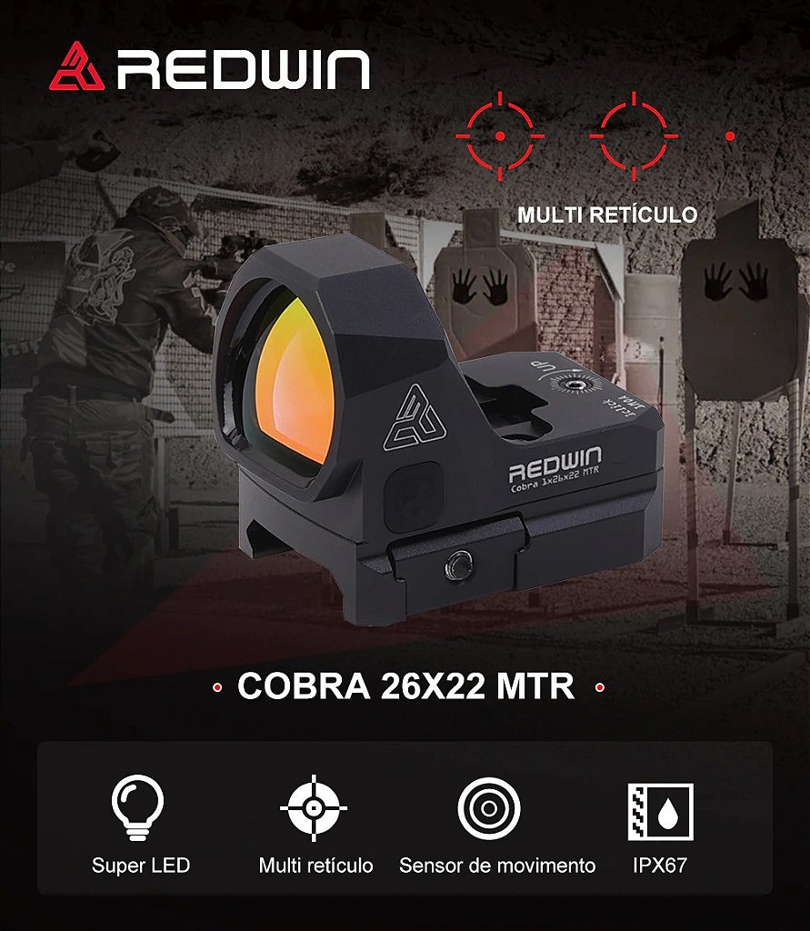 レッドドットサイトRedwin Cobra 26x22 MTR マルチレティクル Red Dot - Red Win Cobra 1x26x22 Multi Retículo - 3D Shoot
