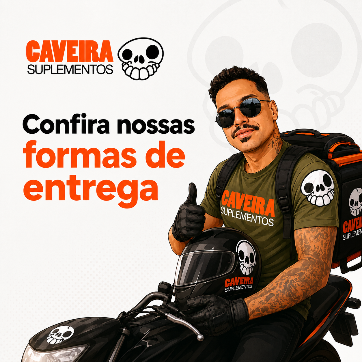 Confira nossas formas de entrega - Caveira Suplementos