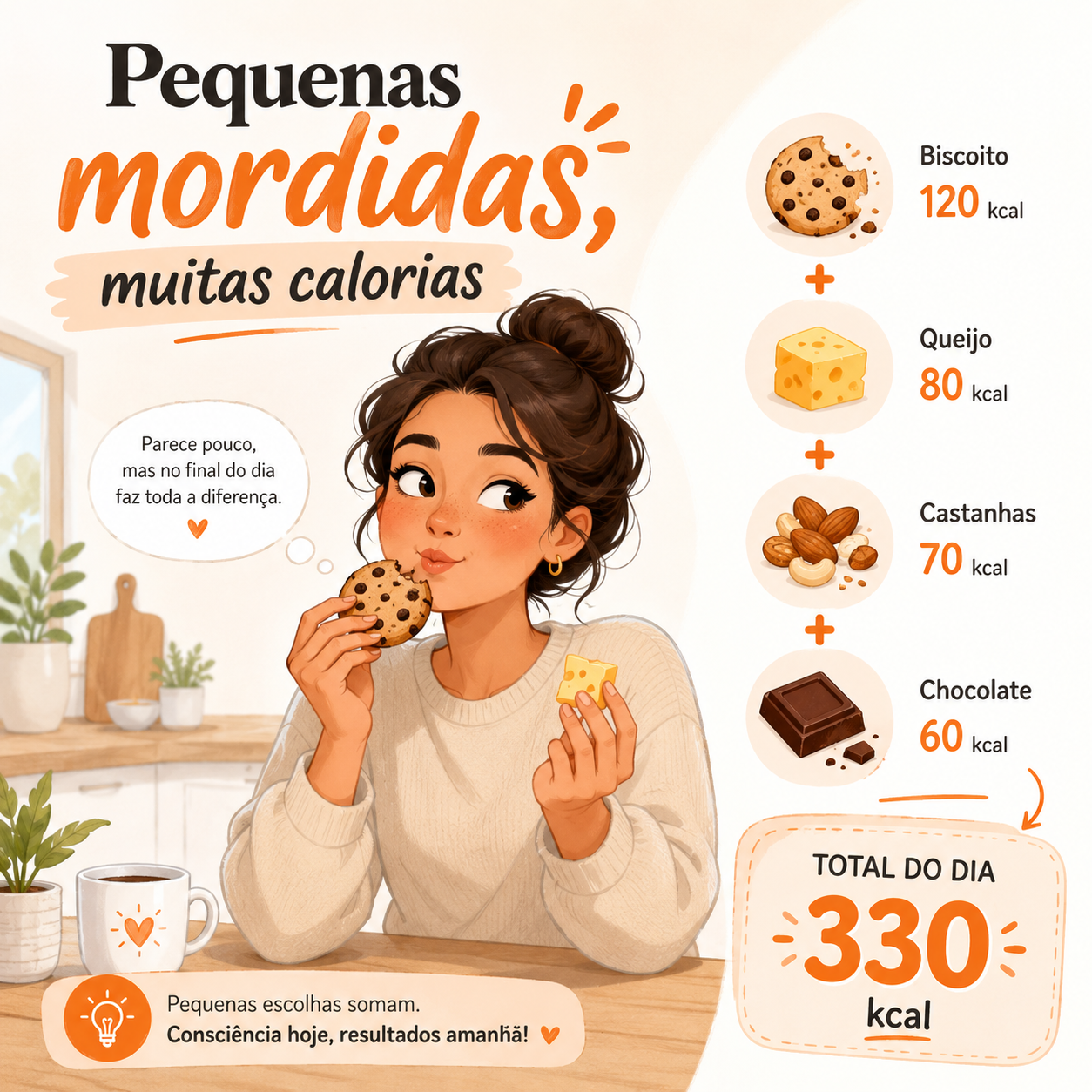 Pequenas mordidas, muitas calorias