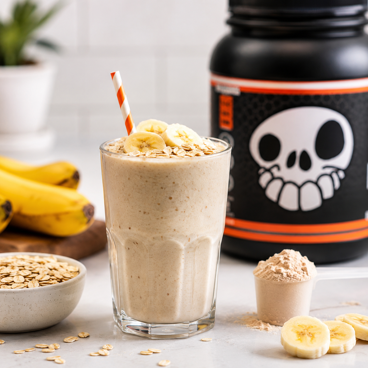 Vitamina de whey protein com banana