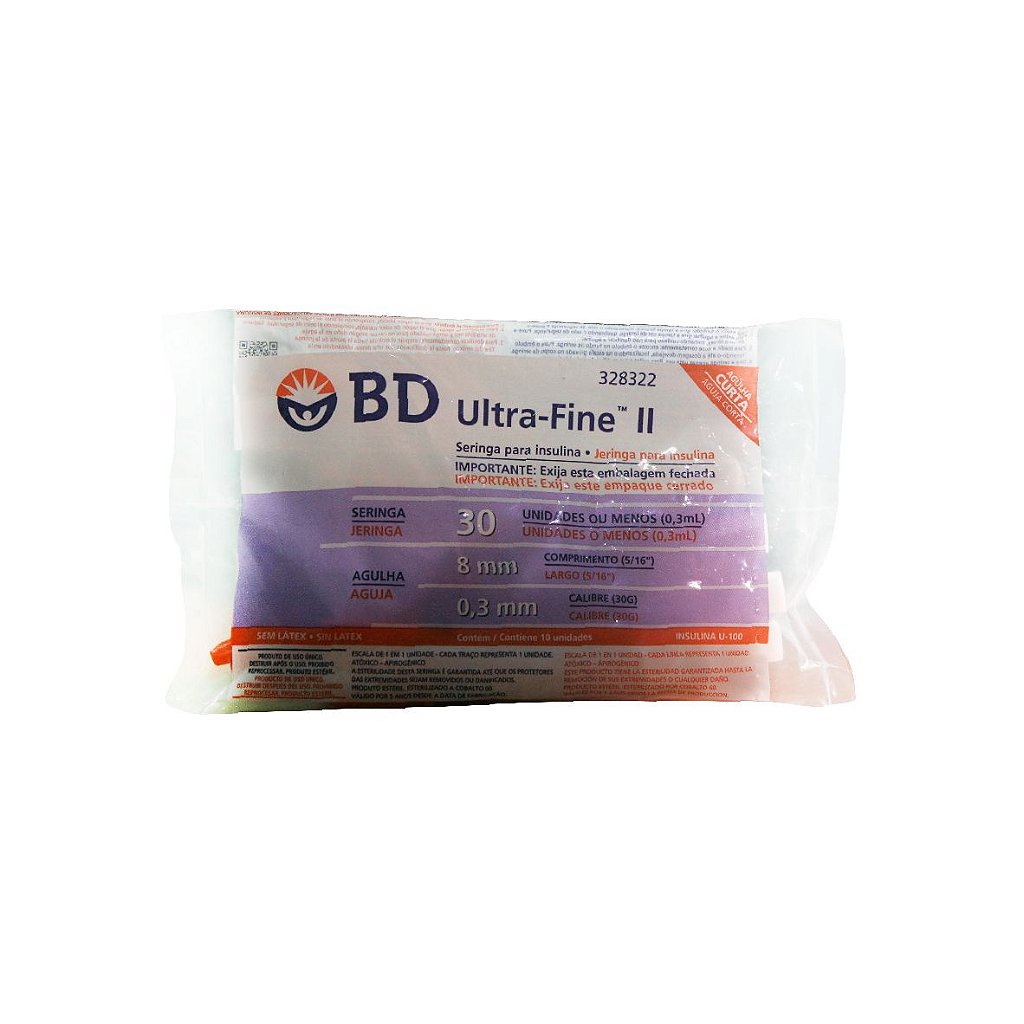 Seringa BD Ultra Fine 30ui 8mm 10 Unidades - Farmácia Central do Diabético