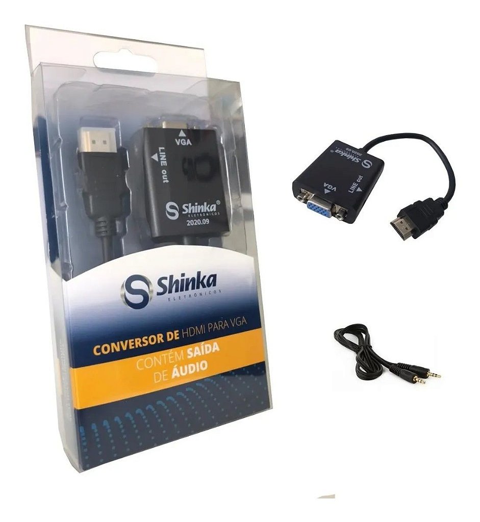 Conversor de HDMI para VGA com Cabo P2 Shinka - Meli Comércio