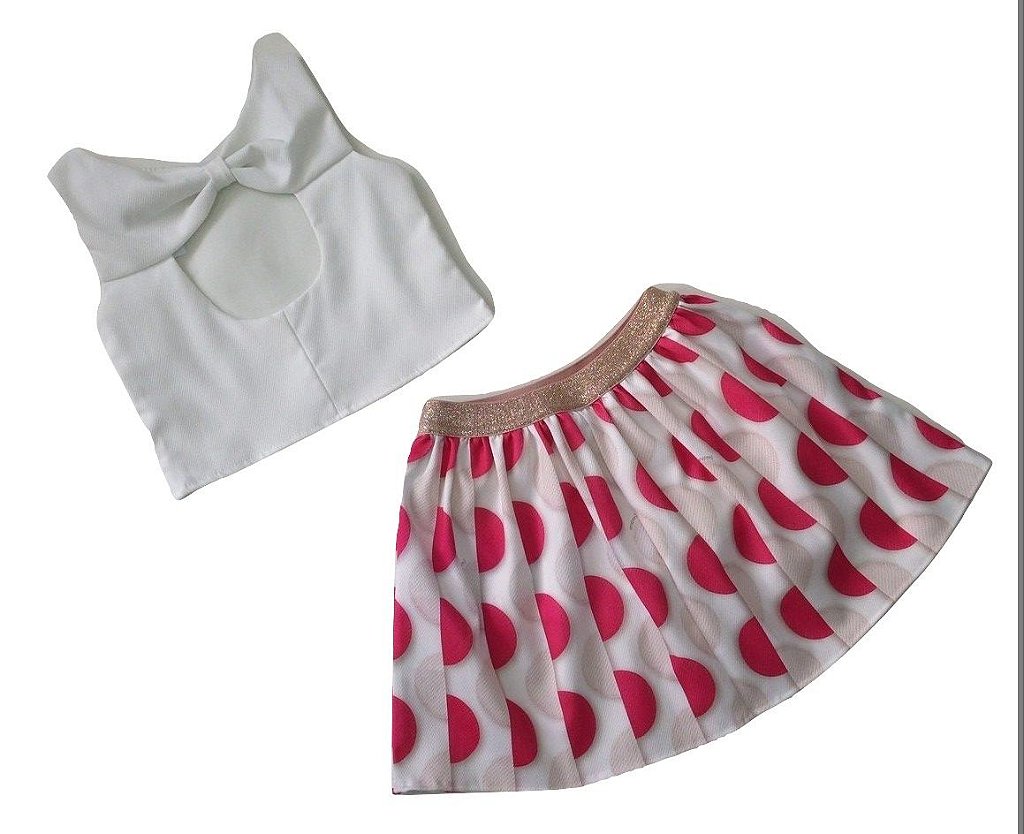 conjunto de saia e cropped infantil