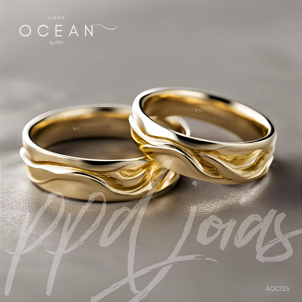 プレミアムゴールドマネーアンジェリコ Alianças Ocean Ouro 18k (AOC125) - PPD Joias - Loja de Joias de