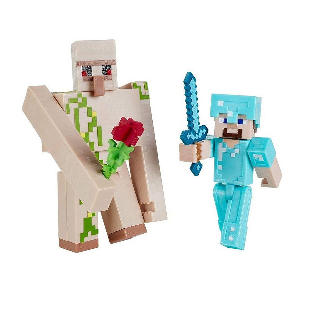 Boneco Minecraft Steve E Iron Golem (6+anos) Mattel - Alves Baby