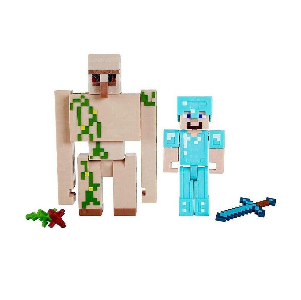 Boneco Minecraft Steve E Iron Golem (6+anos) Mattel - Alves Baby