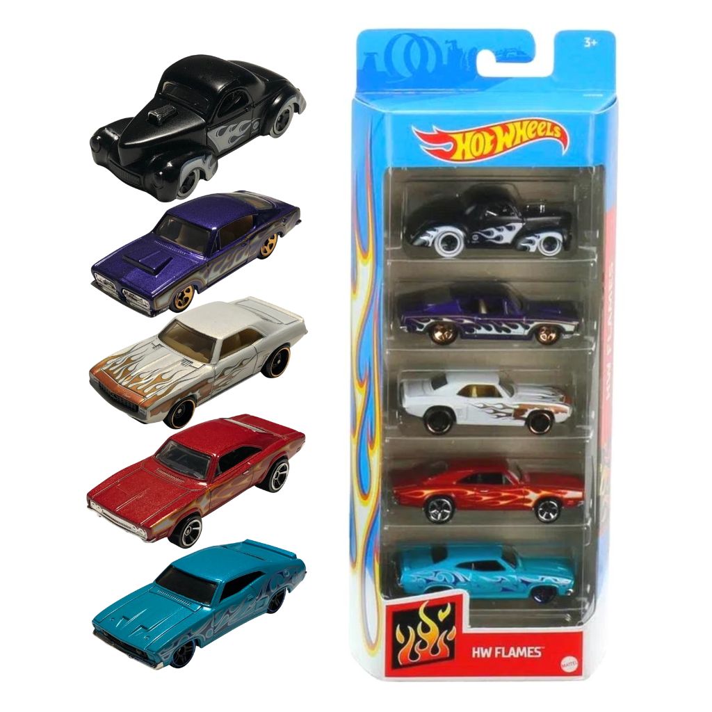 Pack Com 5 Carrinho Hot Wheels: Hw Flames - Mattel - Toyshow Tudo