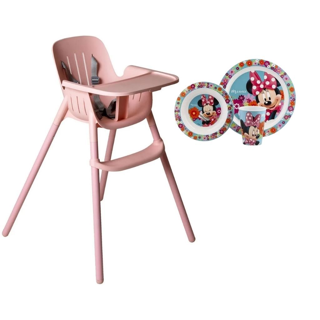 Cadeira De Alimentação Poke Rosa com Kit Prato - Alves Baby