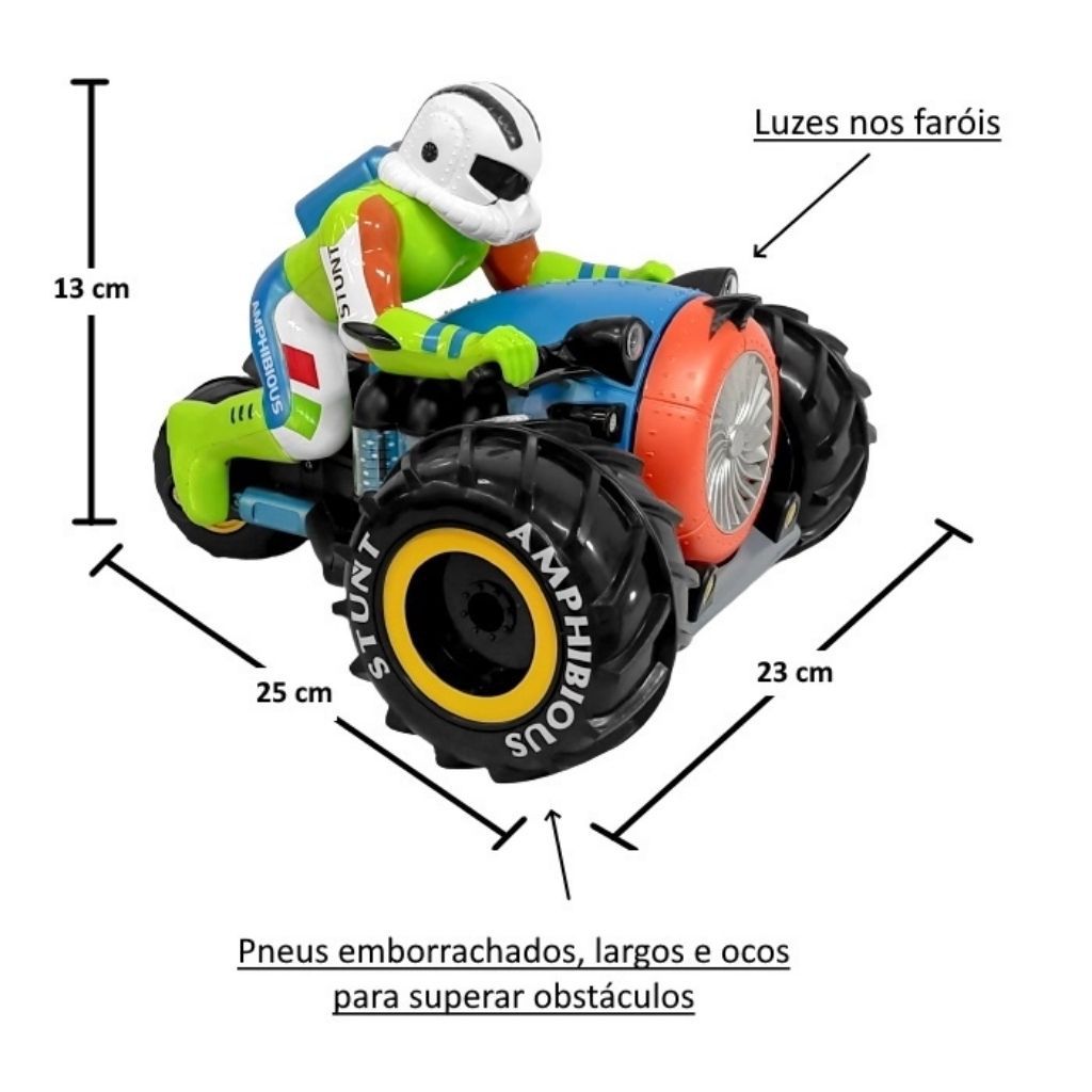 Carro Controle Remoto Moto Jato Amphibious 3 Rodas - Toyng - Ifcat ToyStore