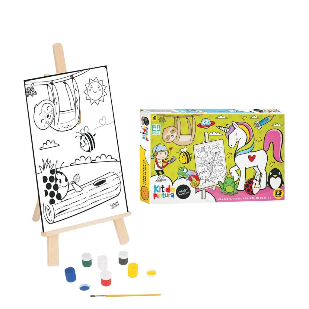 Kit Pintura Infantil Patrulha Canina + Cavalete e Acessórios - Nig